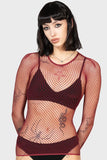 Burgundy Fishnet Hellrazor Top