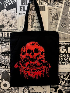 Discharge Red Skull Logo Tote Bag