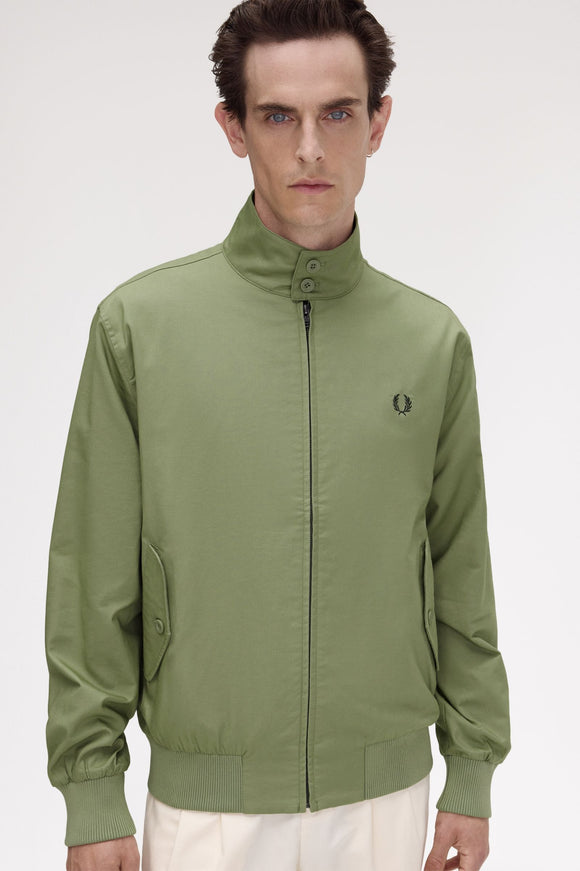Fred Perry Classic Black Harrington Jackets Olive Mint