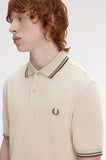 Fred Perry Polo Warm Oat / Court Green /Burnt Tobacco