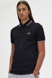 Fred Perry Polo Black / Snow White / Light Rust