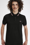 Fred Perry Polo Black / Ecru / Dusty Rose Pink