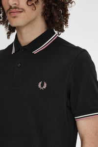 Fred Perry Polo Black / Ecru / Dusty Rose Pink