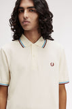 Fred Perry Polo Ecru / Court Blue / Oxblood