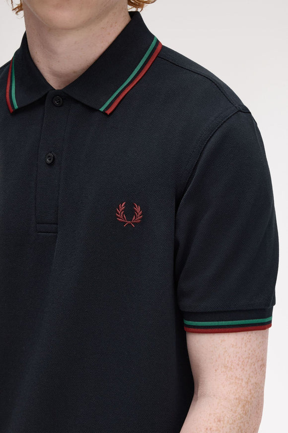 Fred Perry Polo Navy / Sport Green / Burnt Red