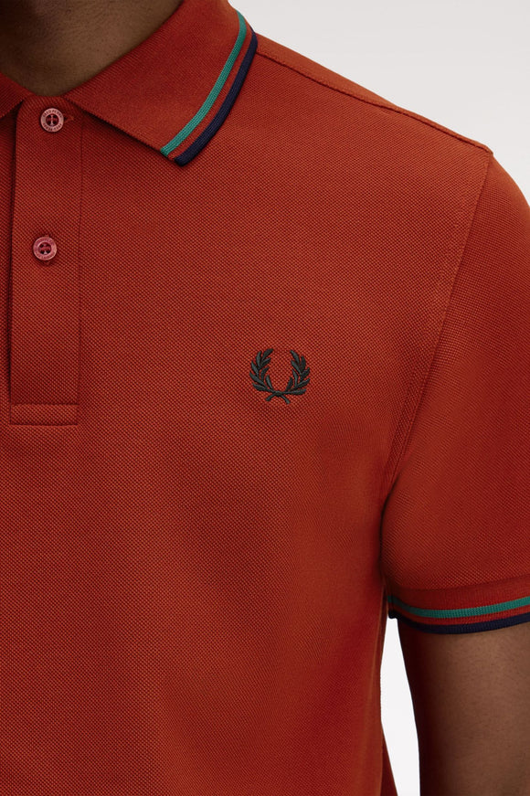 Fred Perry Polo Burnt Red / Sport Green / Navy