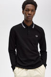 Fred Perry Long Sleeve Polo Black / White / White