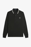 Fred Perry Long Sleeve Polo Night Green / Snow White / Snow White