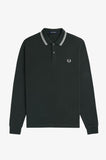 Fred Perry Long Sleeve Polo Night Green / Snow White / Snow White