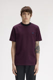Fred Perry Fine Stripe Heavyweight T-Shirt Plum