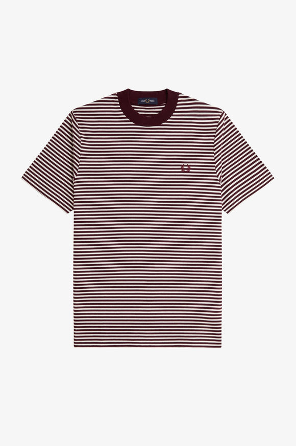Fred Perry Fine Stripe Heavyweight T-Shirt Oxblood