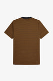 Fred Perry Fine Stripe Heavyweight T-Shirt Dark Caramel