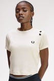 Fred Perry Cropped Ribbed White T-Shirt (Amy Winehouse Collection)