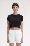 Fred Perry Cropped Ribbed Black T-Shirt (Amy Winehouse Collection)