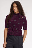 Fred Perry Amy Winehouse Plum Polka Dot Knitted Top