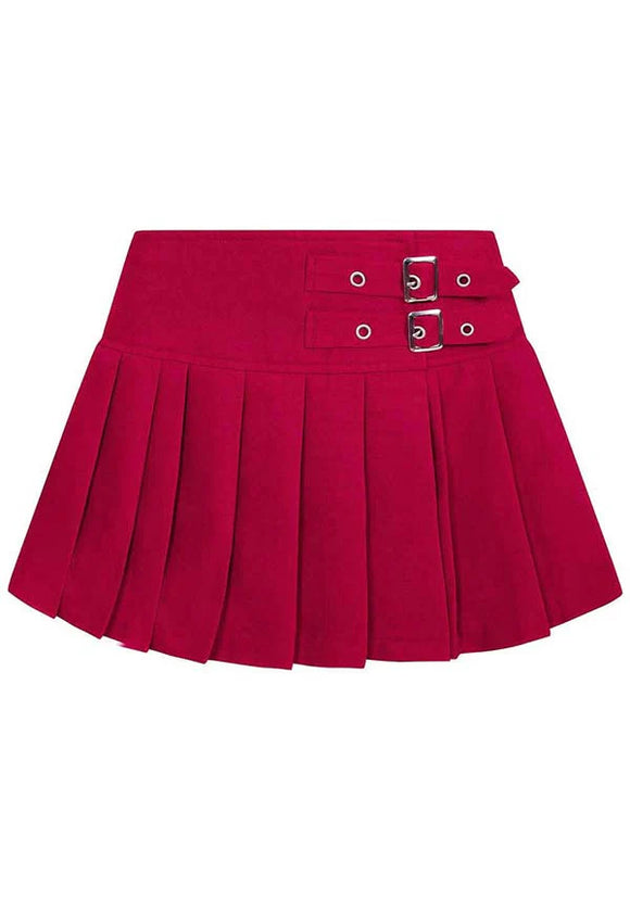 Darkdoll Pleated Mini Skirt Burgundy
