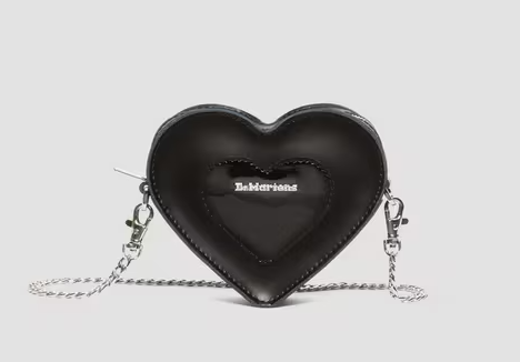 Mini Heart Shaped Black Leather Bag By Dr. Martens