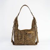 Canvas D-Ring Leopard Grommet Hobo Bags