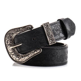 Black Vegan Floral Embossed Belt