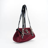 Velour Red Leopard Shoulder Bag