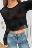 Spiderweb Mesh Bell Sleeve Top