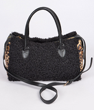 Fuzzy Black & Leopard Tote