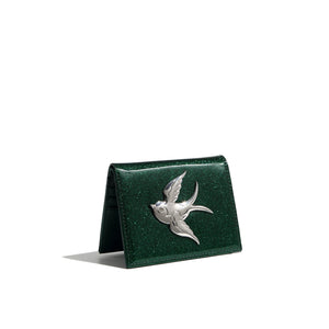 Green Sparkle Love Bird Mini Wallet