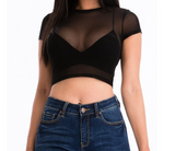 Sheer Black Mesh Crop Top
