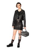 Jett Black Leopard Mini Zip Skirt