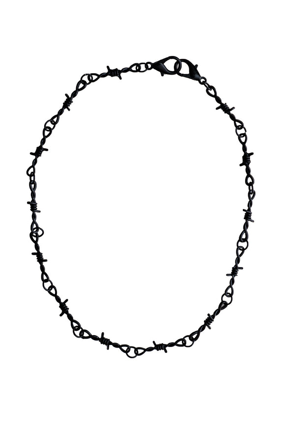Thin Barbed Wire Black Chain Necklace