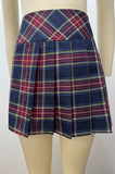 Navy Plaid Pleated Skirt