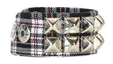 2 Row Plaid Pyramid Stud Wristband (Various Colors)