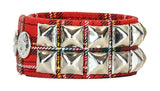 2 Row Plaid Pyramid Stud Wristband (Various Colors)