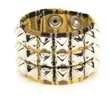 3 Row Plaid Pyramid Stud Wristband (Various Colors)