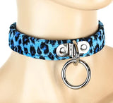 Blue Leopard Bondage Choker