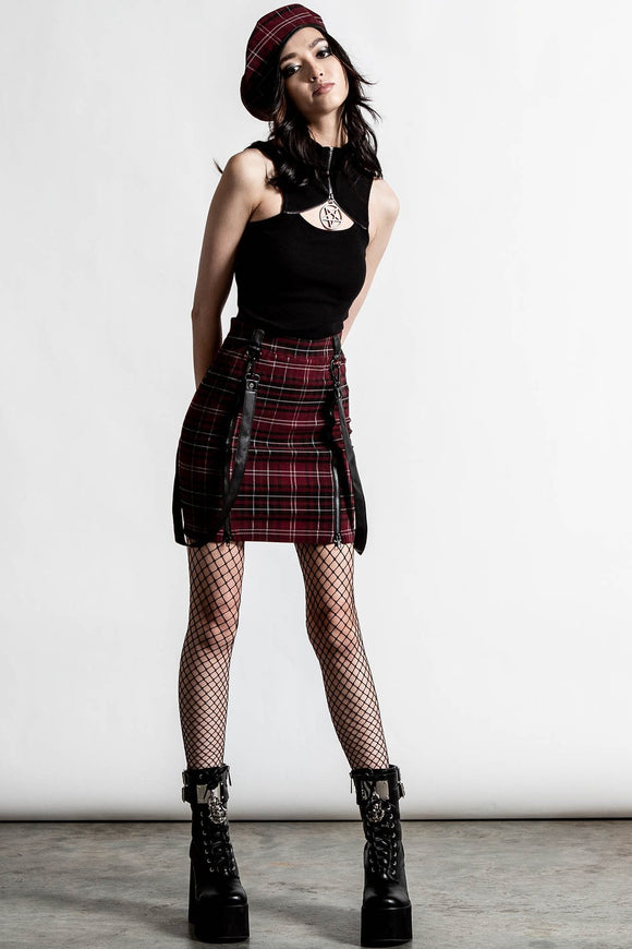 Daze Of Our Lives Mini Skirt Blood Red Plaid