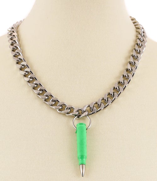 Green Bullet Chain Necklace