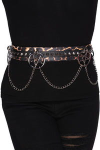 Feline Fancy Leopard Print Chain Belt