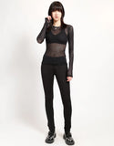 Classic Long Sleeve Black Fishnet Top