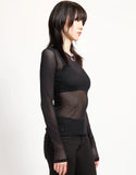 Classic Long Sleeve Black Fishnet Top