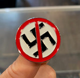 Anti Nazi Crossed Out Swastika Enamel Pin