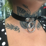 Double Ring Leather Choker