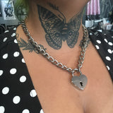 Silver Chain Heart Lock Necklace