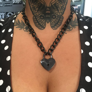 Black Chain Heart Lock Necklace