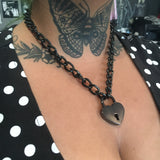 Black Chain Heart Lock Necklace