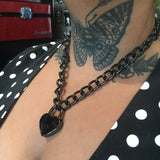 Black Chain Heart Lock Necklace