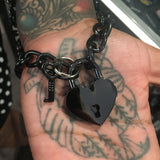 Black Chain Heart Lock Necklace