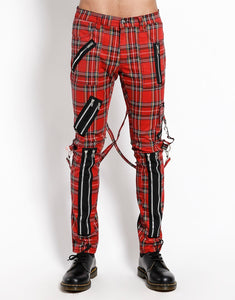 Classic Slim Leg Red Plaid Bondage Pants