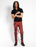 Classic Slim Leg Red Plaid Bondage Pants