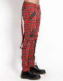 Classic Slim Leg Red Plaid Bondage Pants